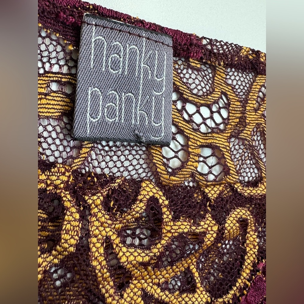 Vintage Hanky Panky Lace Velvet Top Cup Sleeve Purse Sz M - Picture 7 of 11